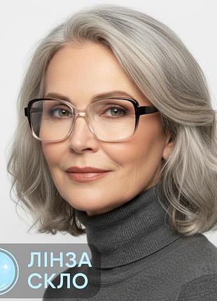 Женские пластиковые очки с большими линзами: классика, проверенная временем. линзи стекло и полимер. код 868 +5.75
