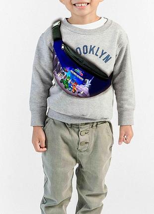 Сумка-бананка детская герои в масках с принтом, 32х15см, для мальчика, сумка через плечо (00130) ptr