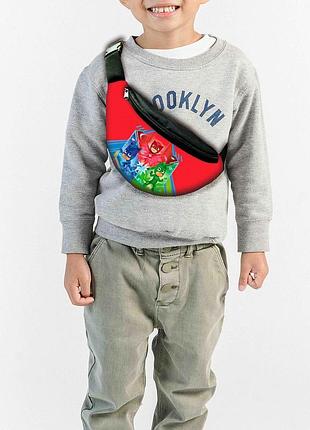 Сумка-бананка детская герои в масках с принтом, 32х15см, для мальчика, сумка через плечо (00132) ptr