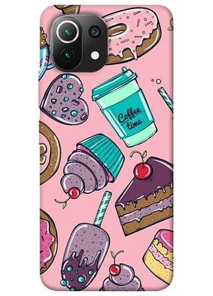 Чехол с принтом для xiaomi mi 11 lite / для ксяоми, сяоми, ксиоми ми 11 лайт coffee time