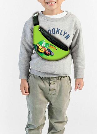 Сумка-бананка детская хот вилс "hot wheels" с принтом, 32х15см, сумка для мальчика через плечо (00158) ptr