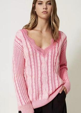 Подовжена кофта з мереживом twinset actitude