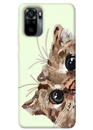 Чехол с принтом для xiaomi redmi note 10, note 10s для сяоми, ксиоми редми ноте 10, ноте 10с cat muzzle