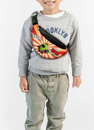 Сумка-бананка детская бралс старс с принтом spike, 32х15см, для мальчика, сумка через плечо (00135) ptr