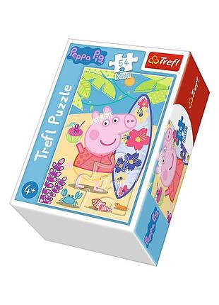 Пазли - (54 елм. мини) - "отдых на пляже" / веселое поросенок / (54169)/trefl