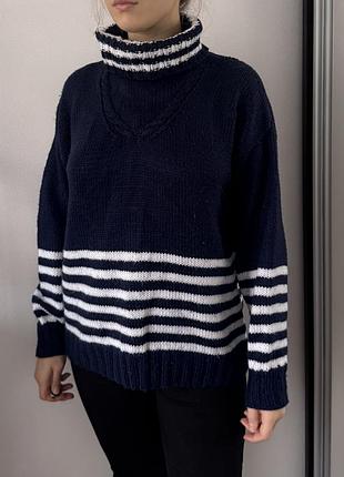 Светр оверсайз ручної вʼязки в полоску