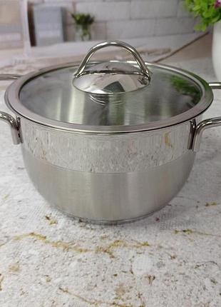 Кастрюля 3 л (20 х 10 см), крышка стеклянная o.m.s. collection (турция), арт. 2050