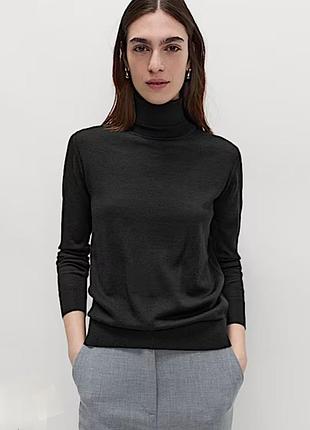 Жіночий светр гольф з вовни m&s чорного кольору 100% вовна розмір 12