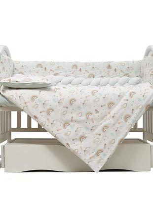 Постільний комплект в дитяче ліжко 7 ел twins rainbow м'ятний