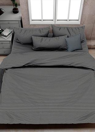 Постельное белье love you бязь gold полоска серая/темно-серая эвро полуторна