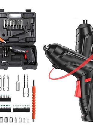 Шуруповерт аккумуляторный с насадками 47 предметов в кейсе отвертка аккумуляторная в чемодане lx-40