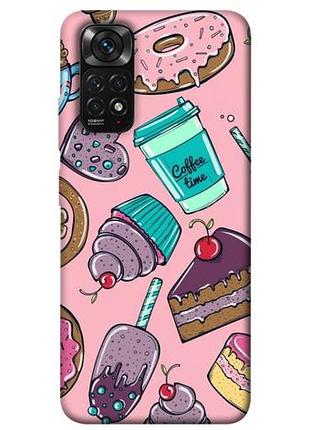 Чехол с принтом для xiaomi redmi note 11, 11s для сяоми, ксиоми редми ноте 11, ноте 11с coffee time