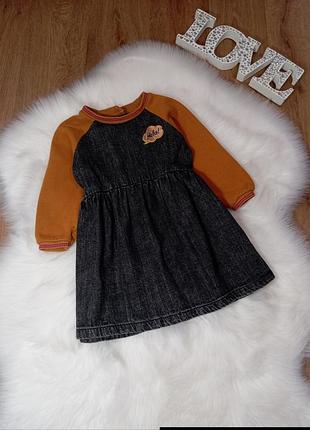 Стильное джинсовое платье next на 18-24 мес