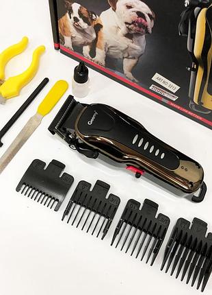 Машинка для стрижки тварин gemei gm 6063 + 4 насадки грумінгу kq-78