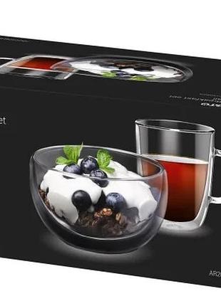 Сервіз ardesto ar2650bhr transparent (чашка і піала)