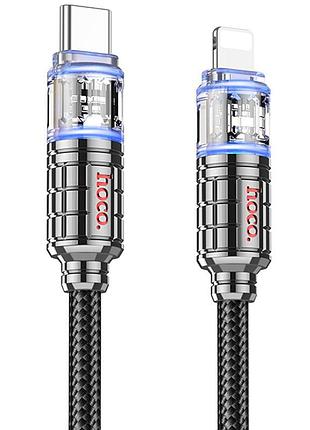 Дата кабель hoco u122 lantern transparent discovery edition type-c to lightning (1.2m) black