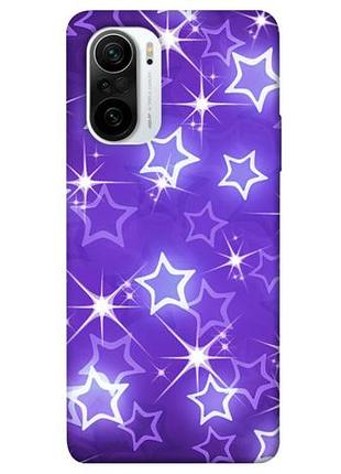 Чехол с принтом для xiaomi redmi k40, k40 pro+, poco f3 для сяоми редми к40 про +, поко ф3 purple sparkles