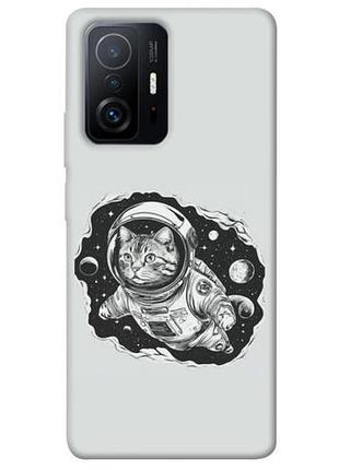 Чехол с принтом для xiaomi 11t / 11t pro / для ксяоми, сяоми, ксиоми 11т, 11т про кот космонавт