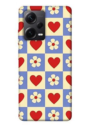 Чехол с принтом для xiaomi redmi note 12 pro+ 5g для сяоми, ксиоми редми ноте 12 про+ плюс сердечки-цветочки