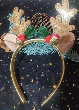 Обруч на новий рік, прикраси для волосся, на свято, ободок, ріжки оленя, карнавал