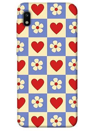 Чехол с принтом для samsung galaxy a10 (a105f) / для самсунг галакси а10 сердечки-цветочки
