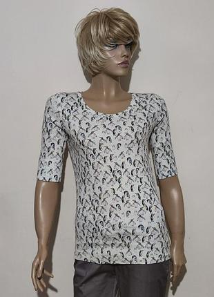 Marc cain футболка в рубчик с принтом пингвины /13476/