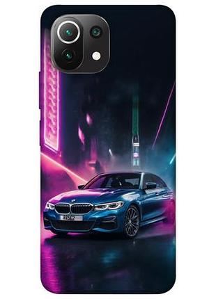 Чехол с принтом для xiaomi mi 11 lite / для ксяоми, сяоми, ксиоми ми 11 лайт неоновое bmw