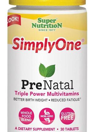 Пренатальные мультивитамины тройного действия super nutrition prenatal triple power multivitamins 30 tablets