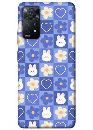 Чехол с принтом для xiaomi redmi note 11 pro 4g/5g / для сяоми, ксиоми редми ноте 11 про кролики-цветочки
