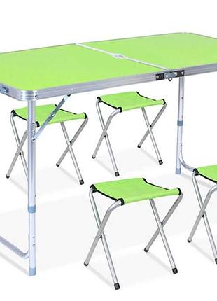 Стіл зі стільцями для пікніку easy campi 120х60х70см зелений | розкладний стіл для пікніка