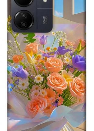 Чохол з принтом для xiaomi redmi 13c / для ксяомі, сяомі, ксіомі редмі 13с яскравий букет