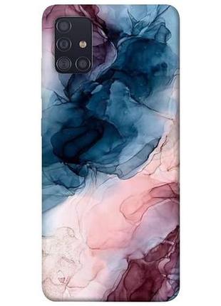 Чехол с принтом для samsung galaxy a51 / для самсунг галакси а51 розово-голубые разводы
