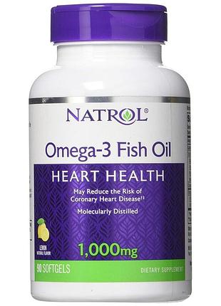 Омега-3 natrol omega-3 fish oil 1000 mg 60 softgels (lemon)