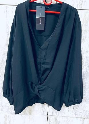 Чорна шифонова блузка (м)