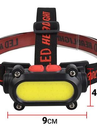 Фонарь налобный bl-209-cob (white+red) tx-30