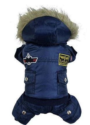 Зимний комбинезон для собак pet style "usa" синий s