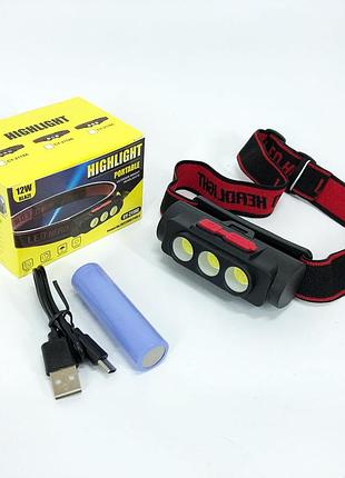 Яркий светодиодный мощный фонарь pld-2119b-xpe+2cob(white+red), led фонарь на голову ls-26