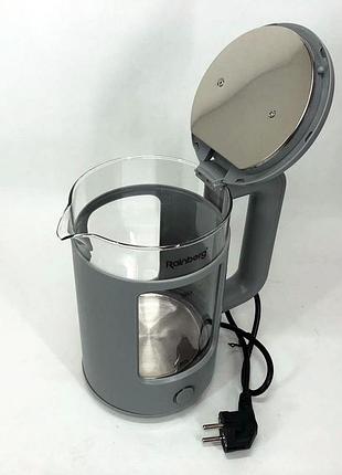 Электрочайник с led подсветкой rainberg rb-2220 2200 вт 2 л, мощный gl-222 кухонный чайник