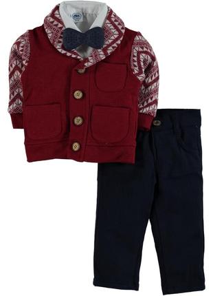 Нарядный комплект для мальчика (пуловер+рубашка+штаны) domakin, (86 см)