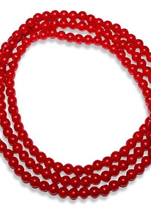 Бусины пластмассовые на колье ø6мм/100см:красный
