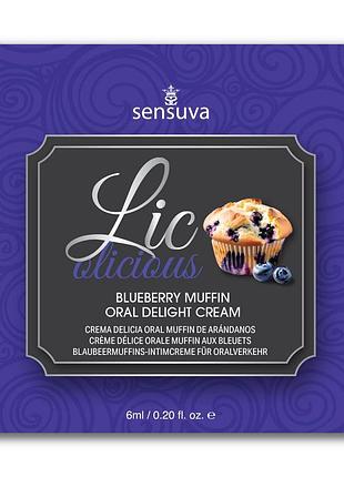 Пробник геля для минета sensuva lic-o-licious blueberry muffin (6 мл), маслянистый, без сахара