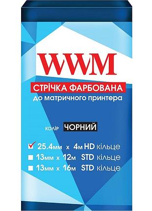 Лента красящая wwm 25.4мм х 4м hd кольцо black (m25.4h)