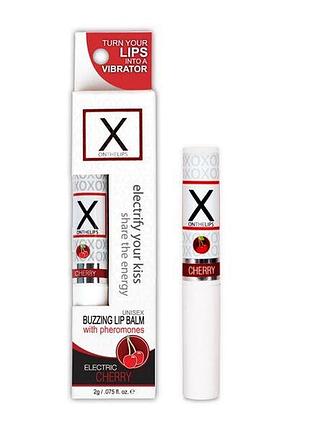 Стимулирующий бальзам для губ унисекс sensuva – x on the lips cherry с феромонами, вишня
