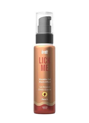 Гель для оральных ласк с согревающим эффектом intt lick me kissable gel peach 50 мл, без сахара