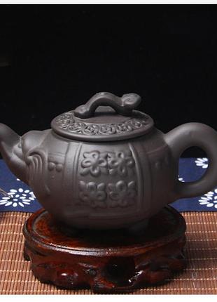 Глиняный чайник «счастливый слон лошань-150мл» черный компактная посуда для восточной чайной церемонии