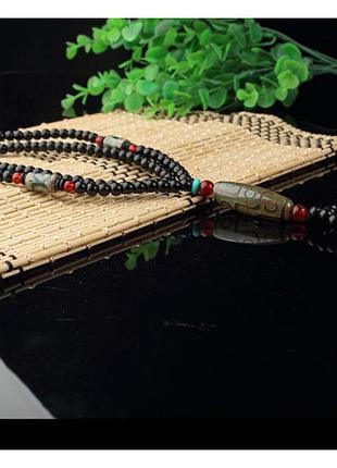 Колье зеленая дзи 9 глаз, колье дзи