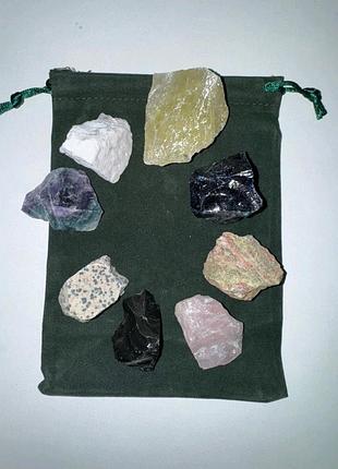 Набір каменів 7 чакр із мішечком, лави для медитації, подарунковий набір каменів, набір кристалів 7 чакр для медиту