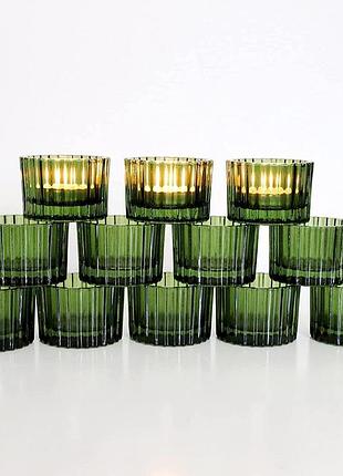 Подсвечник vohocandle green tealight holder, набор из 12 штук, стеклянные