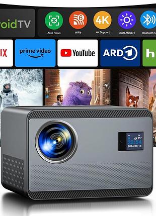 Проектор 4k с netflix, 30000 люмен проектор 1000 ansi, wifi6 bluetooth, 1080p full hd