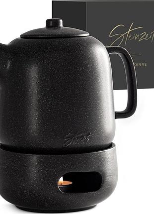 Чайник steinzeit з підігрівом (1,3 л) – із вставкою для ситечка з нержавіючої сталі, кераміка , чорний